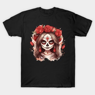 Cute Skull Girl - Halloween Design T-Shirt